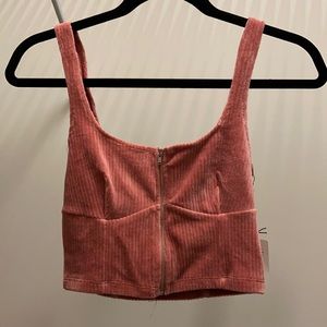 Blush Pink Velvet Crop Top Bralette